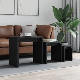 Mese suprapuse de cafea, 3 buc, negru, lemn prelucrat GartenMobel Dekor