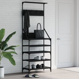 Suport de haine cu raft de pantofi, negru, 70x34x184 cm GartenMobel Dekor