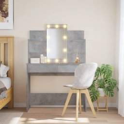 Masa de toaleta cu LED-uri, gri beton, 96x40x142 cm GartenMobel Dekor