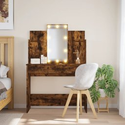 Masa de toaleta cu LED-uri, stejar fumuriu, 96x40x142 cm GartenMobel Dekor
