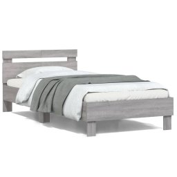 Cadru de pat cu tablie si lumini LED, gri sonoma, 100x200 cm GartenMobel Dekor