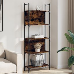 Biblioteca 5 niveluri, stejar fumuriu, 60,5x24x166,5 cm GartenMobel Dekor