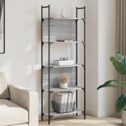 Biblioteca 5 niveluri, gri sonoma, 60,5x24x166,5 cm GartenMobel Dekor