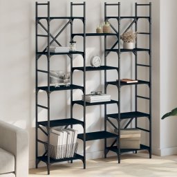 Biblioteca, negru, 127,5x28,5x172,5 cm, lemn prelucrat GartenMobel Dekor