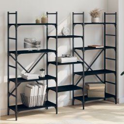 Biblioteca, negru, 160x28,5x136,5 cm, lemn prelucrat GartenMobel Dekor