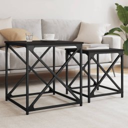 Mese suprapuse de cafea, 2 buc, negru, lemn prelucrat GartenMobel Dekor