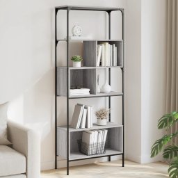 Biblioteca cu 5 niveluri gri sonoma 76x33x188,5cm lemn compozit GartenMobel Dekor
