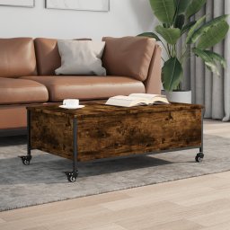 Masuta cafea cu roti stejar fumuriu 91x55x34 cm lemn prelucrat GartenMobel Dekor