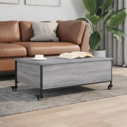 Masuta cafea cu roti sonoma gri 91x55x34 cm lemn prelucrat GartenMobel Dekor