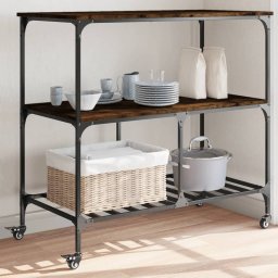 Carucior de bucatarie stejar fumuriu 100x50x95cm lemn prelucrat GartenMobel Dekor