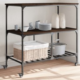 Carucior de bucatarie, stejar maro 100x50x95 cm lemn prelucrat GartenMobel Dekor