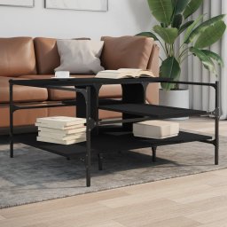 Masuta de cafea, negru, 100x100x48,5 cm, lemn prelucrat GartenMobel Dekor