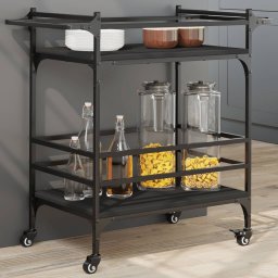 Carucior de bucatarie, negru, 82x40x78,5 cm, lemn prelucrat GartenMobel Dekor