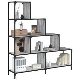Biblioteca cu 4 niveluri gri sonoma 139x33,5x149 cm lemn GartenMobel Dekor