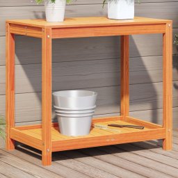 Masa plantare cu raft maro ceruit 82,5x50x75 cm lemn masiv pin GartenMobel Dekor