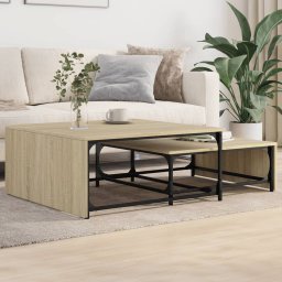 Mese suprapuse de cafea 2 buc. lemn prelucrat/metal GartenMobel Dekor