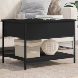 Masuta de cafea, negru, 70x50x50 cm, lemn prelucrat si metal GartenMobel Dekor