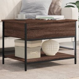 Masuta de cafea stejar maro 70x50x50 cm lemn prelucrat si metal GartenMobel Dekor