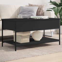 Masuta de cafea, negru, 100x50x50 cm, lemn prelucrat si metal GartenMobel Dekor