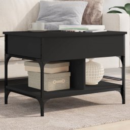Masuta de cafea, negru, 70x50x50 cm, lemn prelucrat si metal GartenMobel Dekor