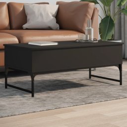 Masuta de cafea, negru, 100x50x40 cm, lemn prelucrat si metal GartenMobel Dekor