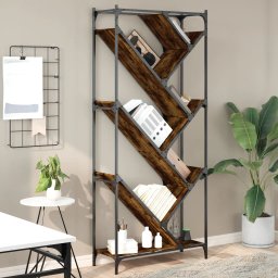 Biblioteca, stejar fumuriu, 79x30x180 cm, lemn prelucrat/metal GartenMobel Dekor