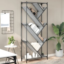 Biblioteca, gri sonoma, 79x30x180 cm, lemn prelucrat/metal GartenMobel Dekor