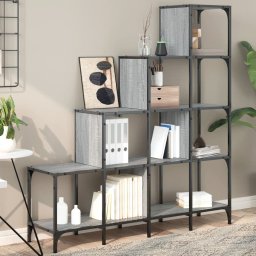 Biblioteca, gri sonoma, 122x30x132 cm, lemn prelucrat/metal GartenMobel Dekor