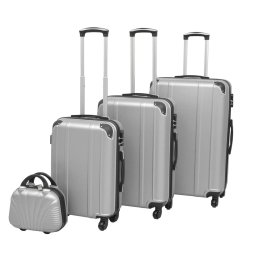 Set de valize carcasa tare, argintiu, 4 buc. GartenMobel Dekor