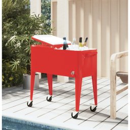 Carucior frigorific cu roti rosu 92x43x89 cm GartenMobel Dekor