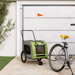Remorca bicicleta animale companie verde/gri textil oxford/fier GartenMobel Dekor