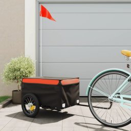 Remorca pentru biciclete negru/portocaliu, 30 kg, fier GartenMobel Dekor