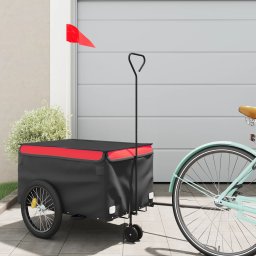Remorca pentru biciclete, negru si rosu, 30 kg, fier GartenMobel Dekor