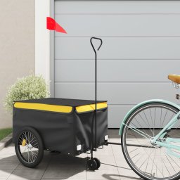 Remorca pentru biciclete, negru si galben, 30 kg, fier GartenMobel Dekor