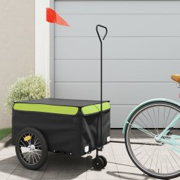 Remorca pentru biciclete, negru si verde, 45 kg, fier GartenMobel Dekor
