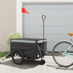 Remorca pentru biciclete, negru si gri, 45 kg, fier GartenMobel Dekor