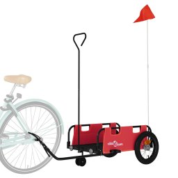 Remorca de bicicleta, rosu, textil oxford si fier GartenMobel Dekor