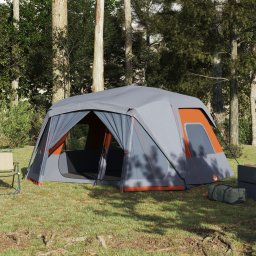 Cort de camping, 10 persoane, gri si portocaliu, 443x437x229 cm GartenMobel Dekor