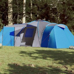 Cort camping 12 persoane, albastru, tesatura opaca, impermeabil GartenMobel Dekor