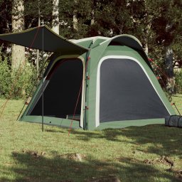 Cort de camping 4 persoane, verde, 240x221x160 cm, tafta 185T GartenMobel Dekor