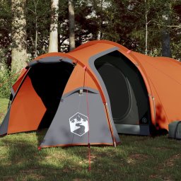 Cort de camping 3 pers., gri/oranj, impermeabil, setare rapida GartenMobel Dekor