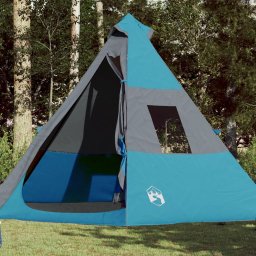 Cort camping, 7 persoane, albastru, tesatura opaca, impermeabil GartenMobel Dekor