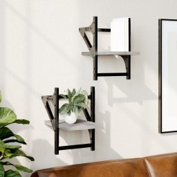 Rafturi de perete cu bare, 2 buc., gri sonoma, 20x25x30 cm GartenMobel Dekor