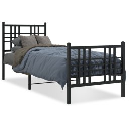 Cadru pat metalic cu tablii de cap/picioare, negru, 75x190 cm GartenMobel Dekor