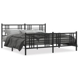 Cadru pat metalic cu tablii de cap/picioare, negru, 183x213 cm GartenMobel Dekor