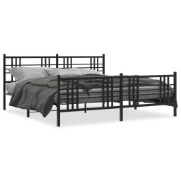 Cadru pat metalic cu tablii de cap/picioare, negru, 193x203 cm GartenMobel Dekor