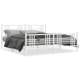 Cadru de pat metalic cu tablie de cap/picioare, alb, 183x213 cm GartenMobel Dekor