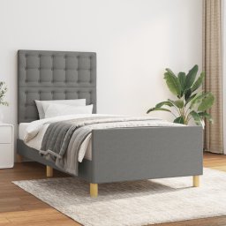 Cadru de pat cu tablie, gri închis, 100x200 cm, textil GartenMobel Dekor