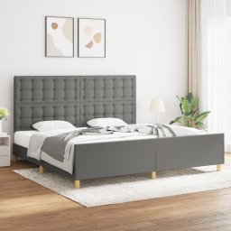 Cadru de pat cu tablie, gri închis, 200x200 cm, textil GartenMobel Dekor
