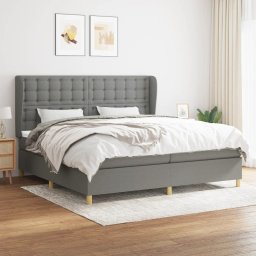 Pat box spring cu saltea, gri închis, 200x200 cm, textil GartenMobel Dekor